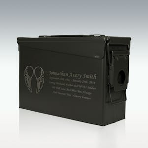 Angel Wings .30 Cal Ammo Can Engravable Cremation Urn