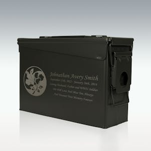 Floral Yin-Yang .30 Cal Ammo Can Engravable Cremation Urn