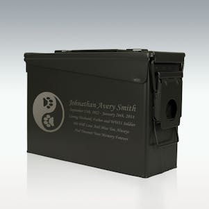 Paw Yin-Yang .30 Cal Ammo Can Engravable Cremation Urn