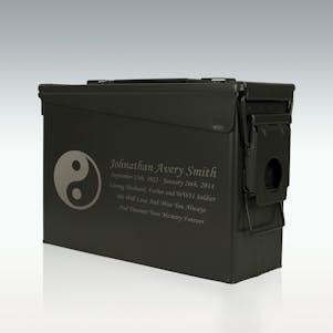 Yin-Yang .30 Cal Ammo Can Engravable Cremation Urn