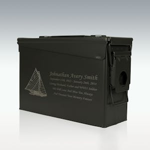 Sailboat .30 Cal Ammo Can Engravable Cremation Urn