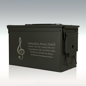 Treble Clef .50 Cal Ammo Can Engravable Cremation Urn