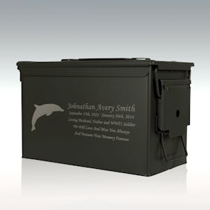 Dolphin .50 Cal Ammo Can Engravable Cremation Urn