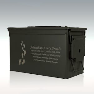 Footprints in the Sand .50 Cal Ammo Can Engravable Cremation Urn