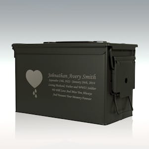 Bleeding Heart .50 Cal Ammo Can Engravable Cremation Urn