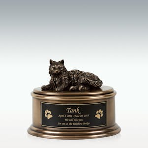 Long Hair Cat Figurine Cremation Urn - Engravable
