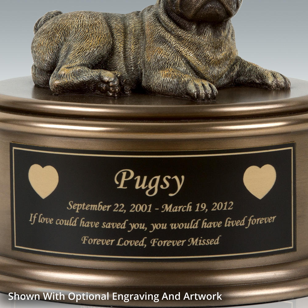 Pug Figurine Cremation Urn - Engravable