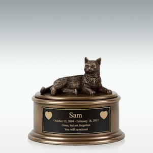 Short Hair Cat Figurine Cremation Urn - Engravable