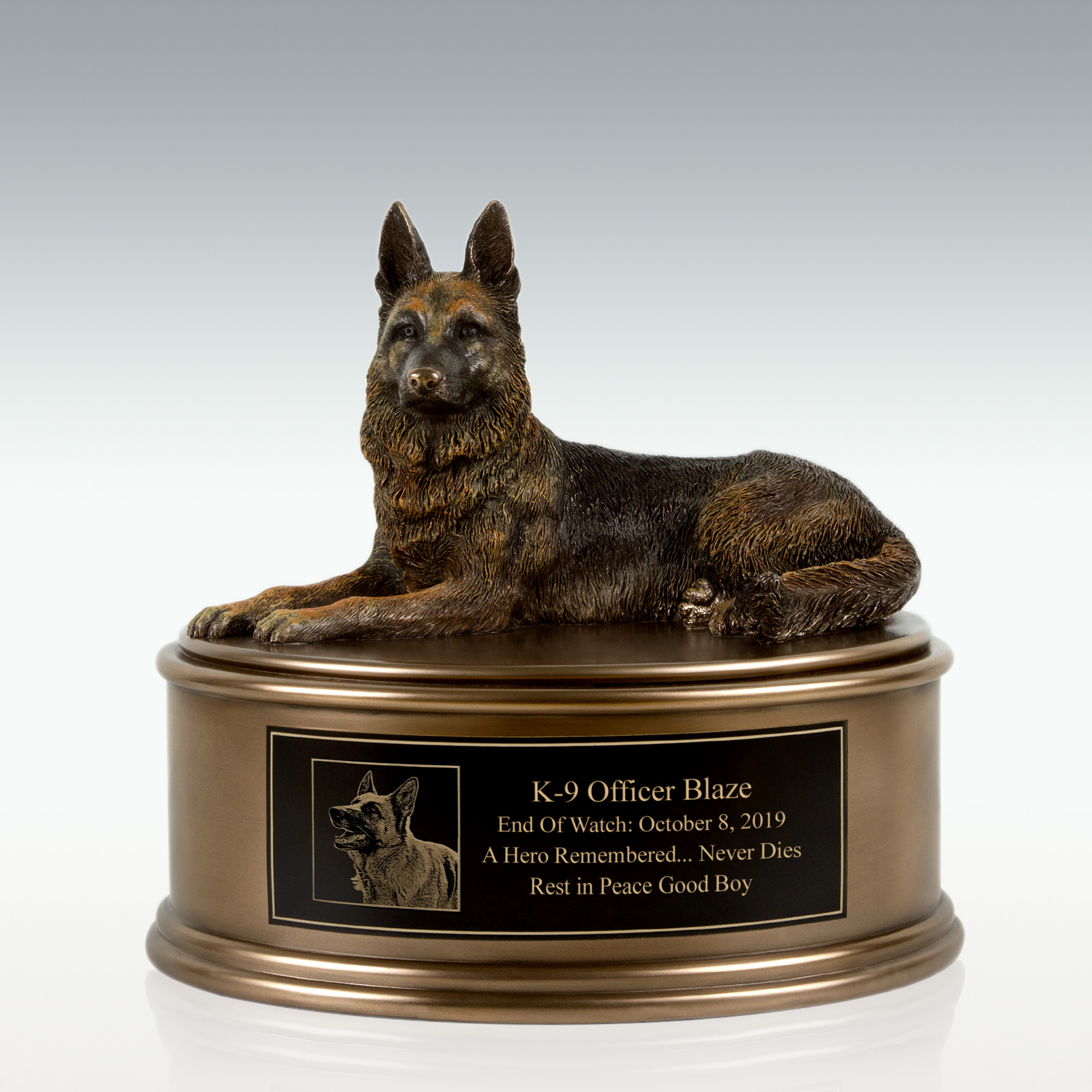 German shepherd cremation on sale urn