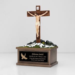 Jesus On The Cross Small Cremation Urn - Engravable