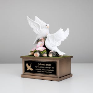 Graceful Doves Painted Cremation Urn - Engravable
