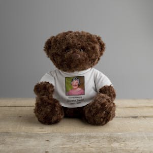 Photo T-Shirt Teddy Bear Cremation Urn - Large Dark Brown