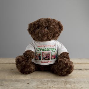 Christmas T-Shirt Teddy Bear - Cremation Urn - Large Dark Brown