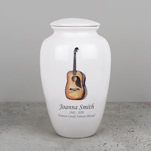 Acoustic Guitar Ceramic Cremation Urn - Engravable
