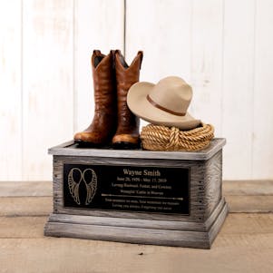 Large Painted Cowboy Boots Cremation Urn
