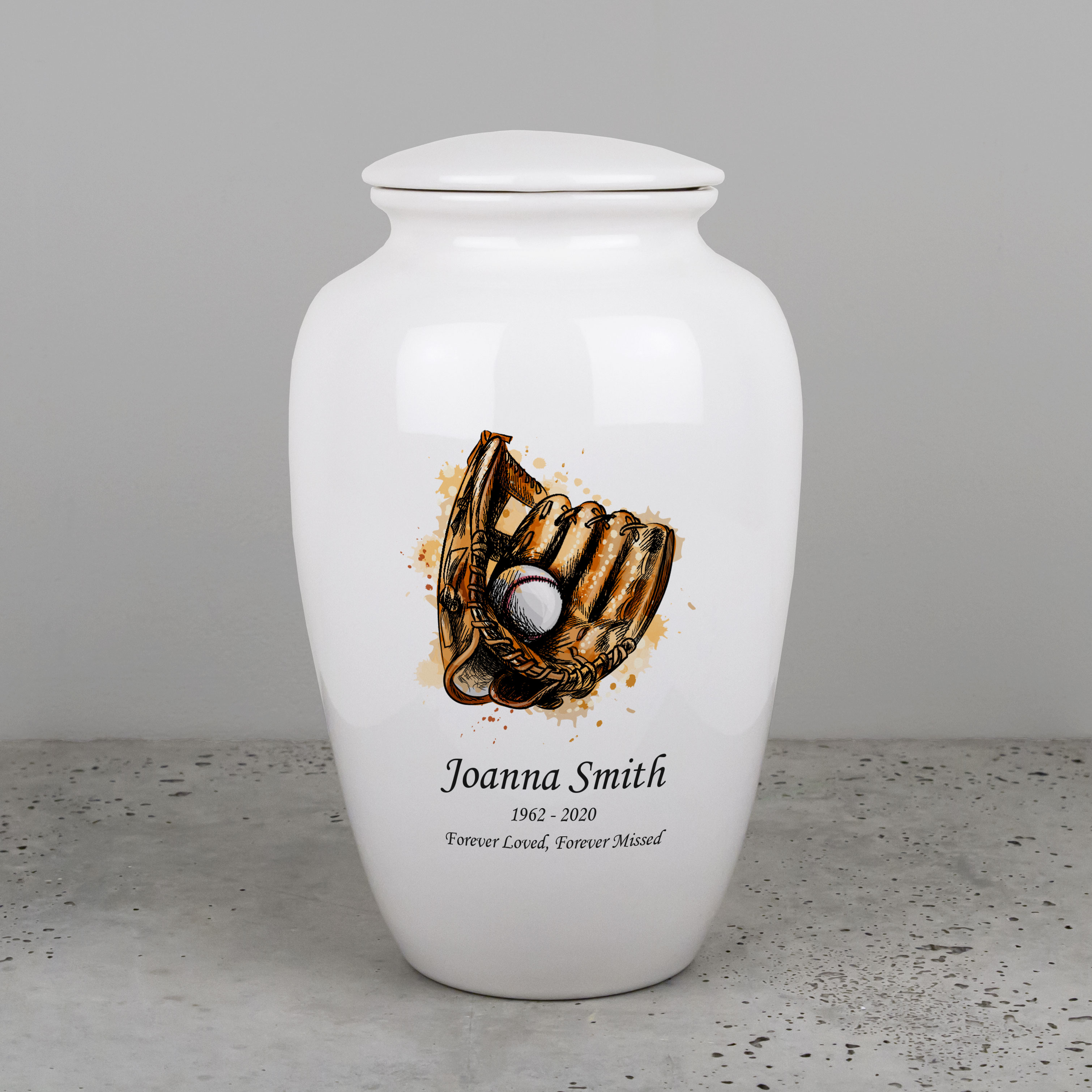 Custom Cremation Urn popular - Stoneware Cremains Jar - BASEBALL