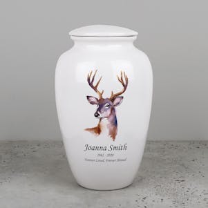 Buck Ivory Ceramic Cremation Urn - Engravable