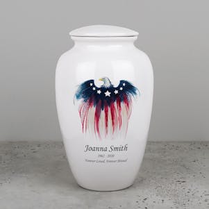 American Eagle Ivory Ceramic Cremation Urn - Engravable