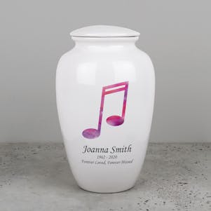 Sixteenth Note Ivory Ceramic Cremation Urn - Engravable