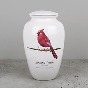 Cardinal Ceramic Cremation Urn - Engravable