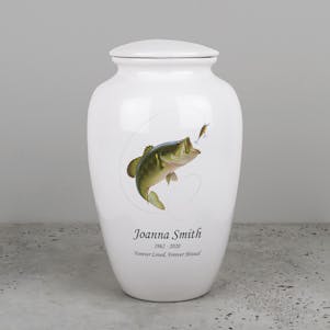 Largemouth Bass Ceramic Cremation Urn - Engravable