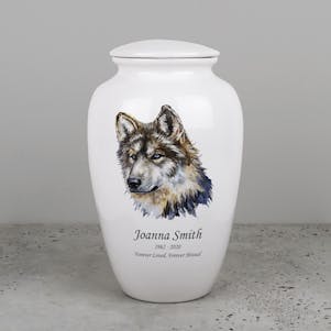 Wolf Head Ceramic Cremation Urn - Engravable