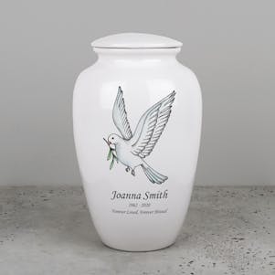 Peace Dove Ceramic Cremation Urn - Engravable
