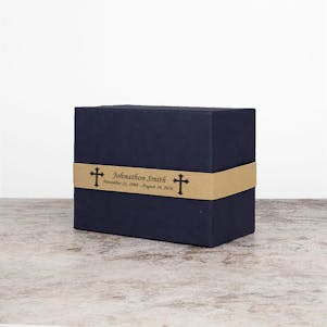 Navy & Tan Biodegradable Box Cremation Urn