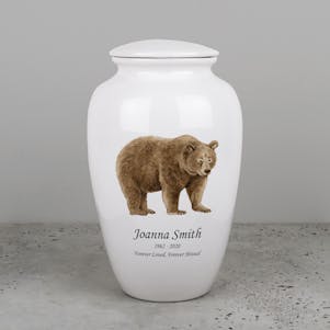 Brown Bear Ceramic Cremation Urn - Engravable