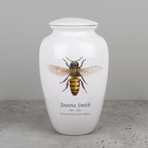Bee Ceramic Cremation Urn - Engravable