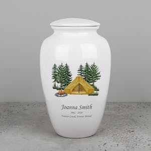 Camping Ceramic Cremation Urn - Engravable