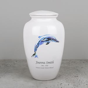 Dolphin Ceramic Cremation Urn - Engravable