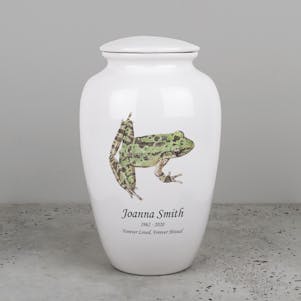Frog Ceramic Cremation Urn - Engravable
