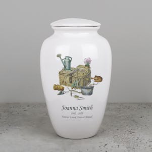 Gardening Ceramic Cremation Urn - Engravable
