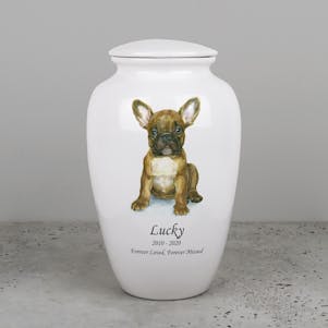 French Bulldog Ceramic Cremation Urn - Engravable