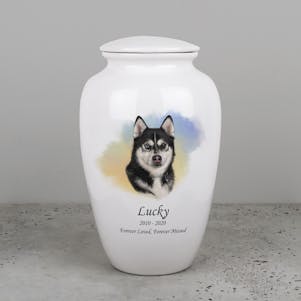 Husky Ceramic Cremation Urn - Engravable