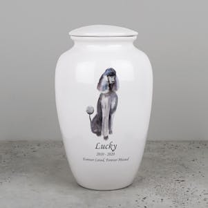 Poodle Ceramic Cremation Urn - Engravable