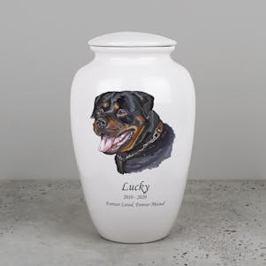 Rottweiler Ceramic Cremation Urn - Engravable