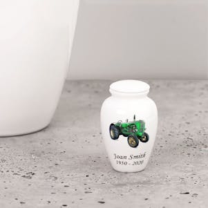 Antique Farm Tractor Keepsake Ceramic Cremation Urn
