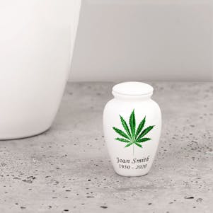 Marijuana Leaf Keepsake Ceramic Cremation Urn