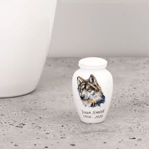 Wolf Head Keepsake Ceramic Cremation Urn