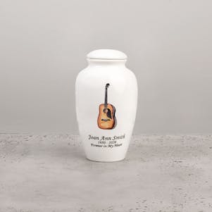 Acoustic Guitar Ceramic Small Cremation Urn
