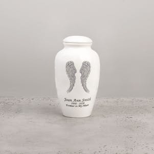 Angel Wings Ceramic Small Cremation Urn