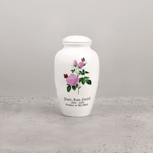 Butterfly & Roses Ceramic Small Cremation Urn