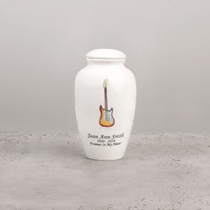 Electric Guitar Ceramic Small Cremation Urn