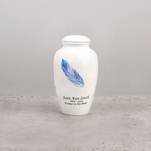 Feather Ceramic Small Cremation Urn
