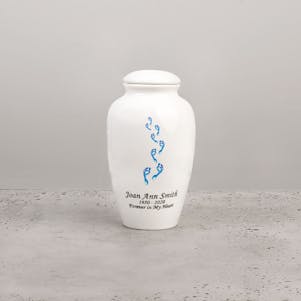 Footprints In The Sand Ceramic Small Cremation Urn