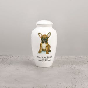 French Bulldog Ceramic Small Cremation Urn