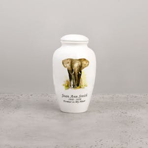 Gentle Elephant Ceramic Small Cremation Urn