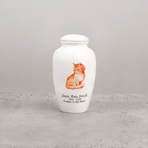 Loving Cat Ceramic Small Cremation Urn